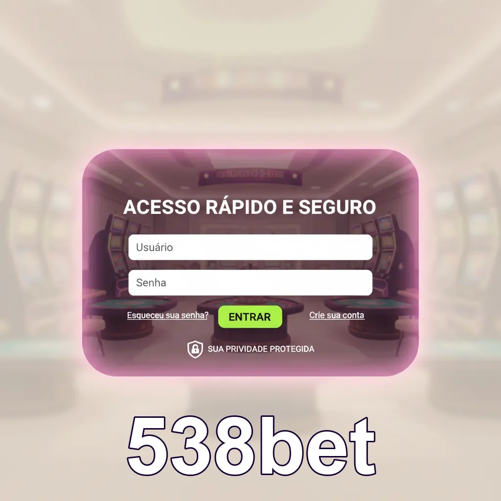 Tela de login do site 538bet para acesso a slots.