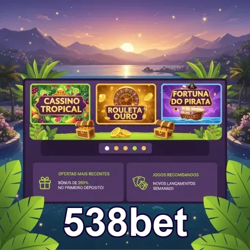Tela do aplicativo 538bet com jogos de cassino disponíveis.