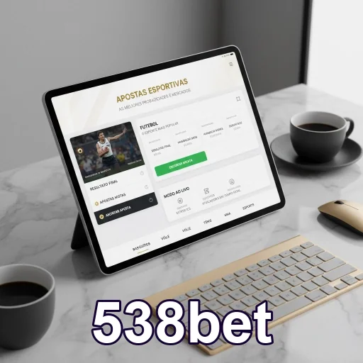 Interface de apostas esportivas da 538bet em tablet.