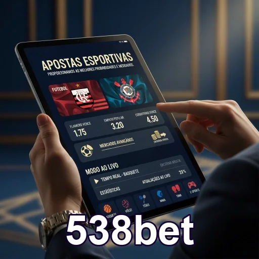 Apostas esportivas ao vivo em tablet com 538bet.