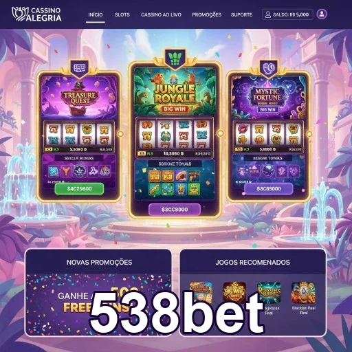 Interface do cassino online 538bet apresentando slots populares.