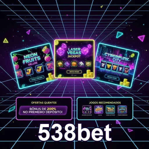 Tela do aplicativo 538bet mostrando slots e promoções atraentes.
