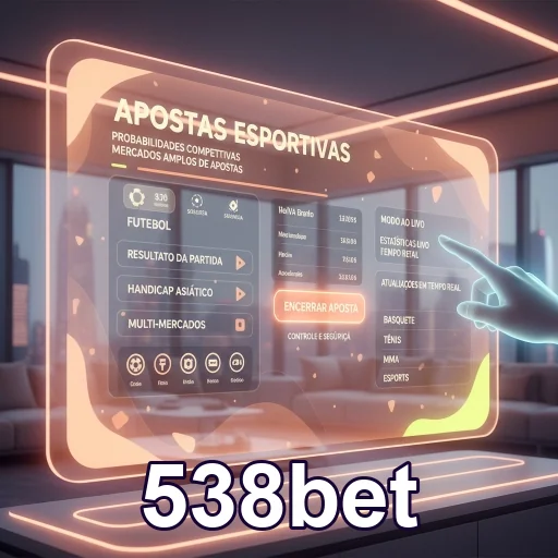 Interface de apostas esportivas da 538bet em ambiente digital.