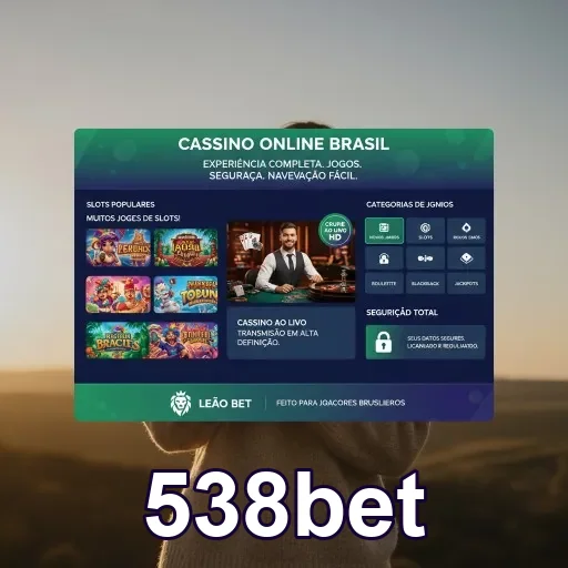 Tela do site 538bet mostrando serviços de cassino online.