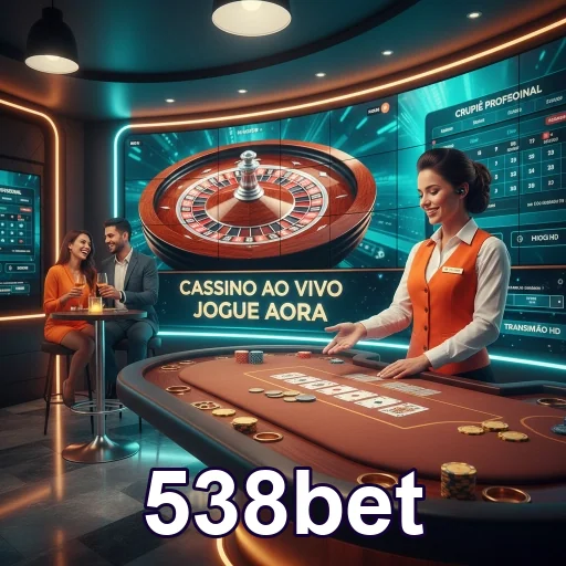 Interface do aplicativo da 538bet com jogos ao vivo e cassino.