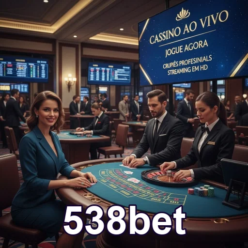 Jogadores e crupiers interagem em cassino ao vivo na 538bet.