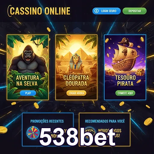 Tela de cassino online da 538bet com jogos variados.
