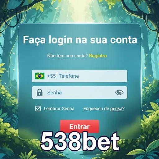 Tela de login da plataforma 538bet para acesso seguro.