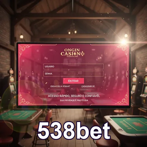 Tela de login da 538bet com campo para usuário e senha.