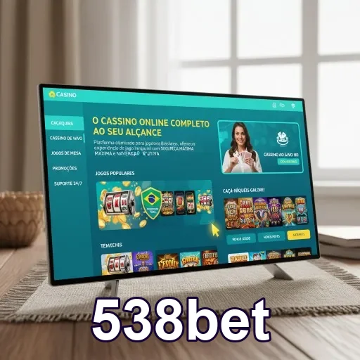 Tela do 538bet com jogos e suporte ao cliente destacado.