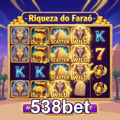 Tela do jogo 'Ri'queza do Faraó' da 538bet em slot.
