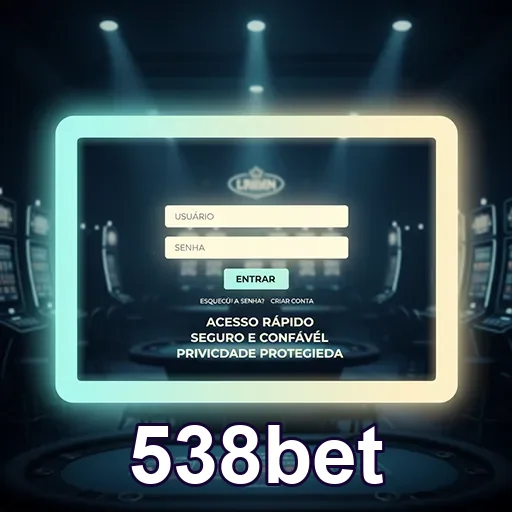 Tela de login da 538bet com opções de acesso VIP.