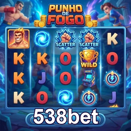 Tela do jogo 'Punho de Fogo' no site 538bet com personagens.