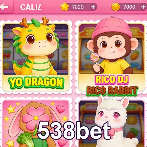 Variedade de jogos coloridos da 538bet para diversão.